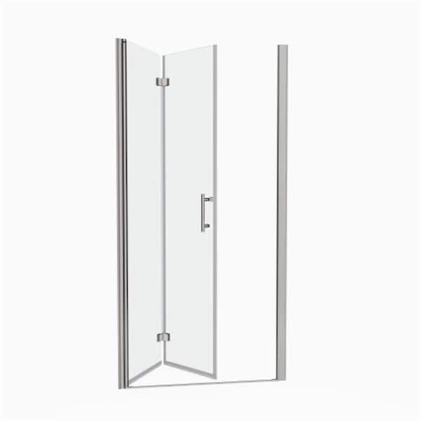 Simple Project 36 in. - 37.38 in. W x 72 in. H Bi-Fold Semi-Frameless Shower Door in Chrome Finish with 1/4 in. (6mm) Tempered Glass