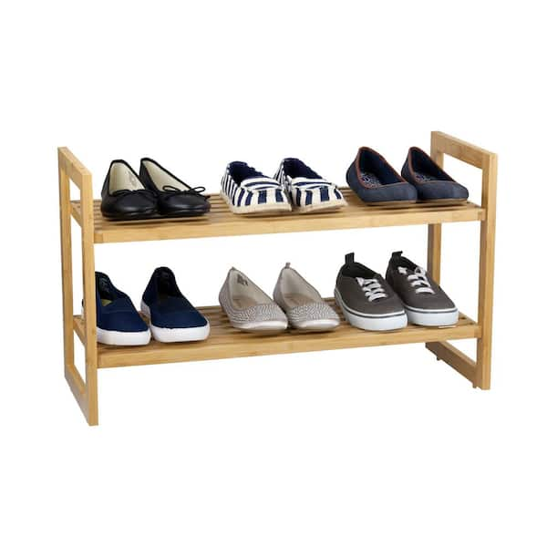 Sunbeam 16 in. H 6-Pair 2-Tier Brown Bamboo Shoe Rack