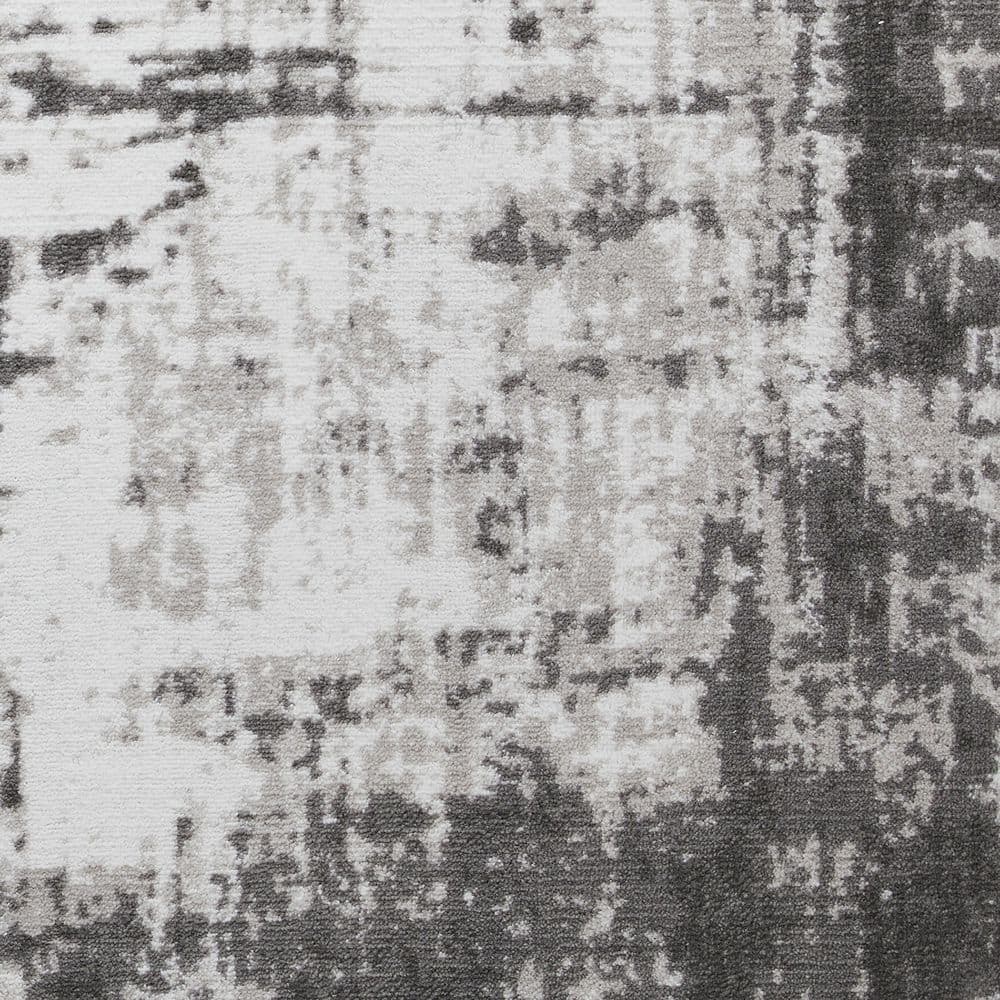 Gray Abstract 9' x 12' Stain-Resistant Synthetic Area Rug