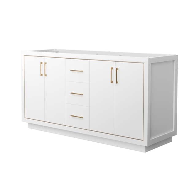 Wyndham Collection Icon 65.25 in. W x 21.75 in. D x 34.25 in. H Double Bath Vanity Cabinet without Top in White