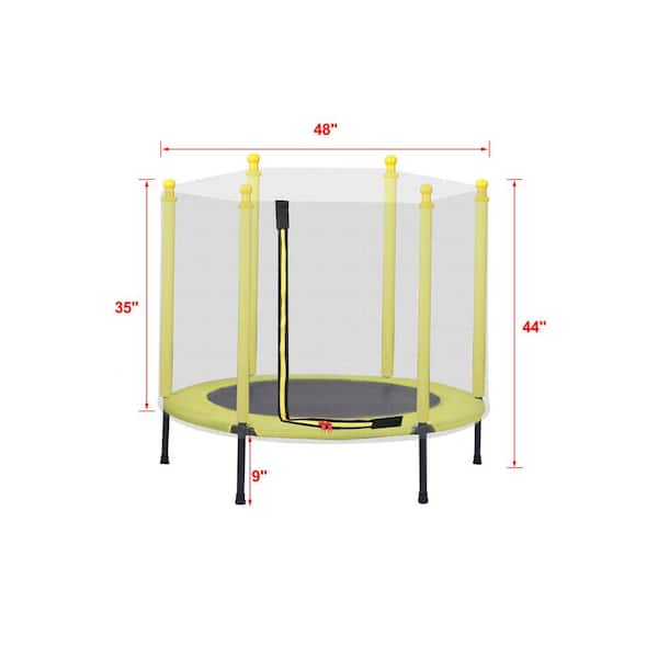 TIRAMISUBEST 48 in. Outdoor/Indoor Kids Toddler Mini Recreational Trampoline with Safety Net in W46XY518030 - The Home Depot