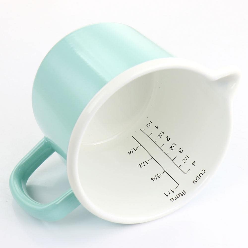 Turquoise Enamel Steel Measuring Cup with Handle and Spout