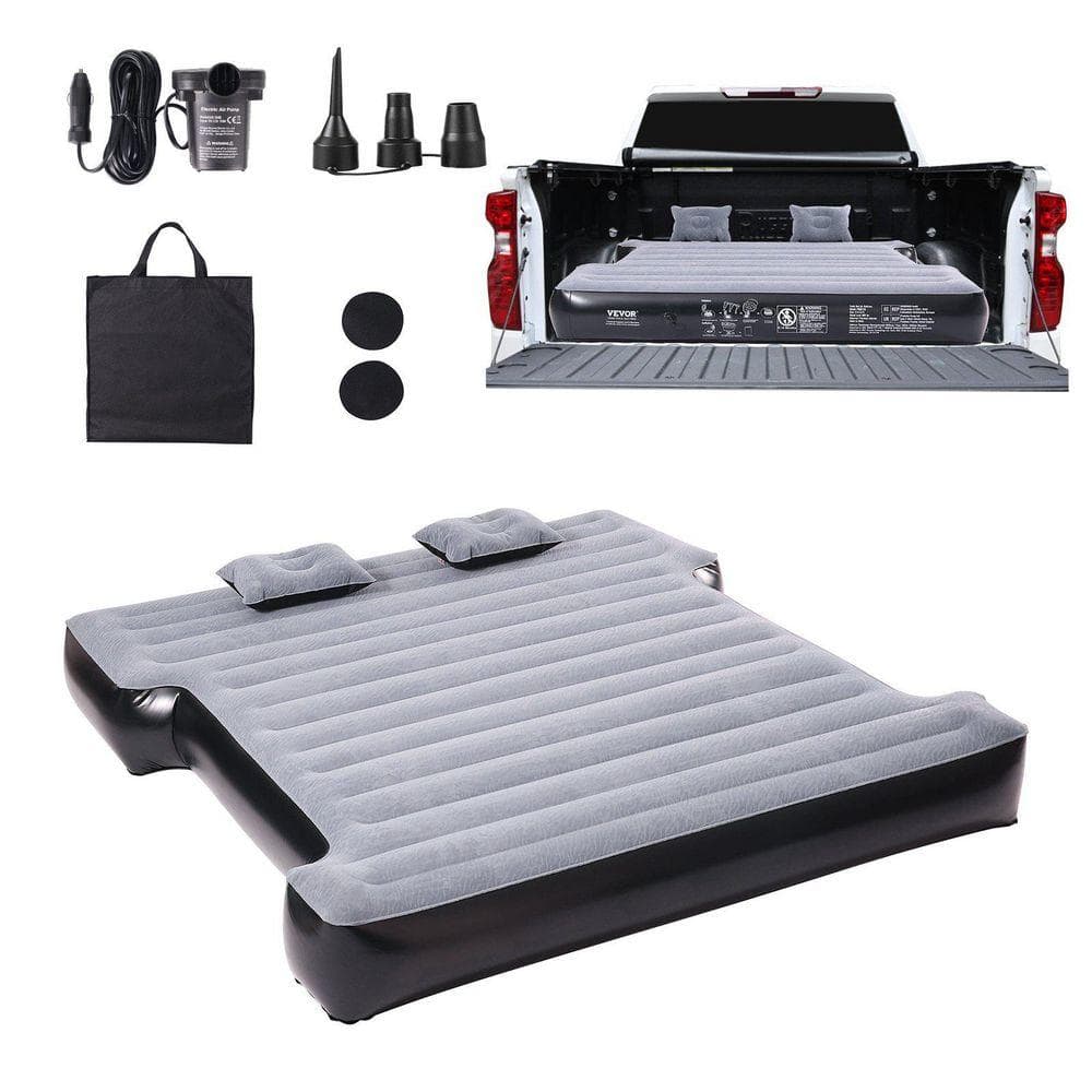 Angel Sar 9.8 in. Truck Bed Air Mattress for 5.5-5.8 ft. Short Truck Bed, Inflatable Air Mattress Camping Bed with 12V Air Pump