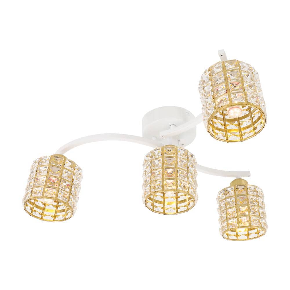 15.75 in. 4-Light Gold Modern K9 Crystal Semi-Flush Mount Ceiling Light for Kitchen Hallway Bedroom, No Bulbs Included price history on PriceWatchPro