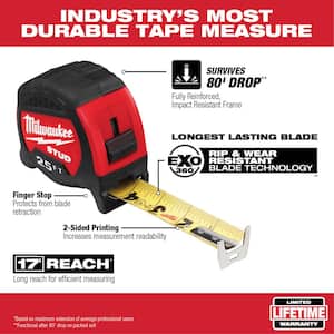 25 ft. x 1.3 in. Gen II STUD Tape Measure with 17 ft. Reach (2-Pack)