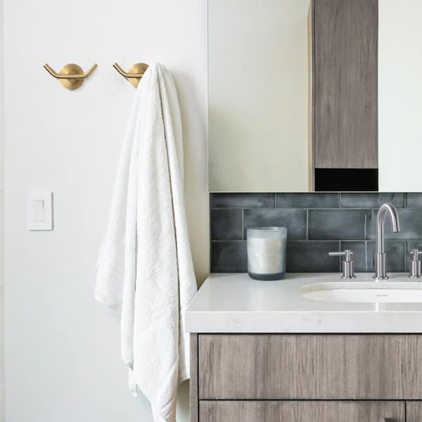 J-Hook Double Robe/Towel Hook with 2-Pieces in Gold
