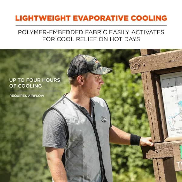 Ergodyne Chill-Its 6665 Unisex 2XL Gray Evaporative Cooling Vest with  Embedded Polymers, Zipper Closure 6665 - The Home Depot