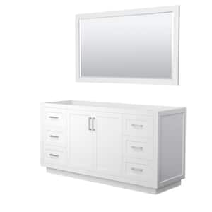 Miranda 65.25 in. W x 21.75 in. D x 33 in. H Single Sink Bath Vanity Cabinet without Top in White with 58 in. Mirror