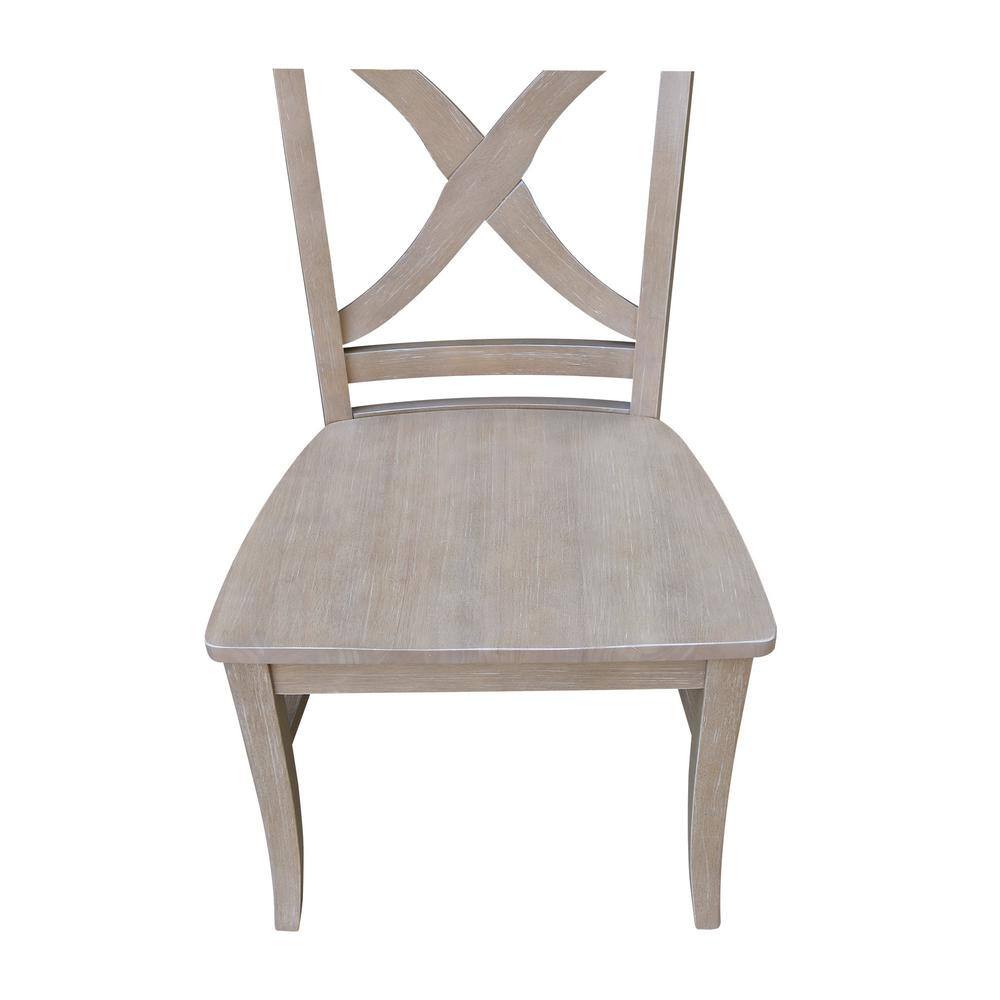 Vineyard Washed Gray Taupe Solid Wood Cross-Back Side Chair