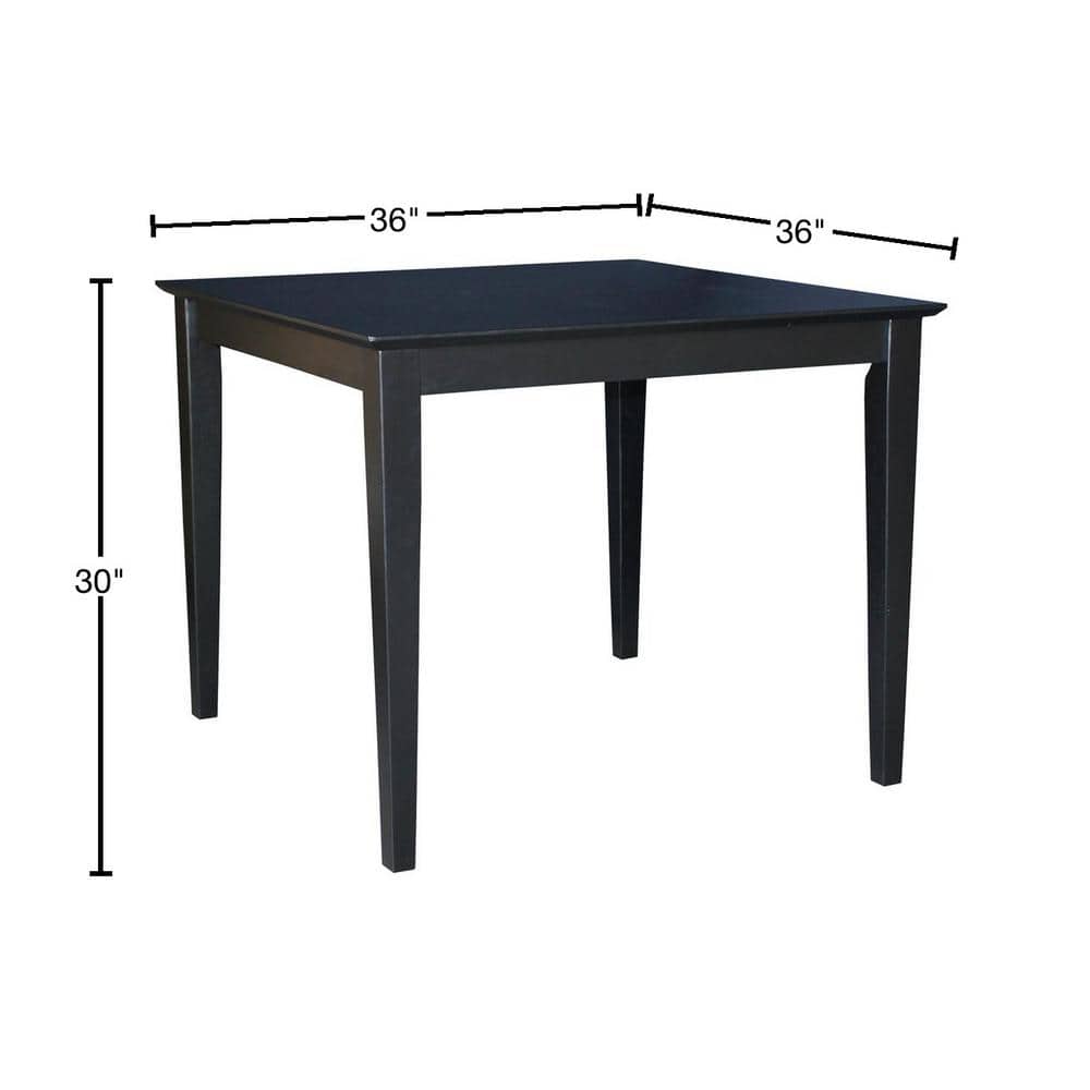 Elegant Transitional Solid Wood Dining Table with Shaker Legs - Black