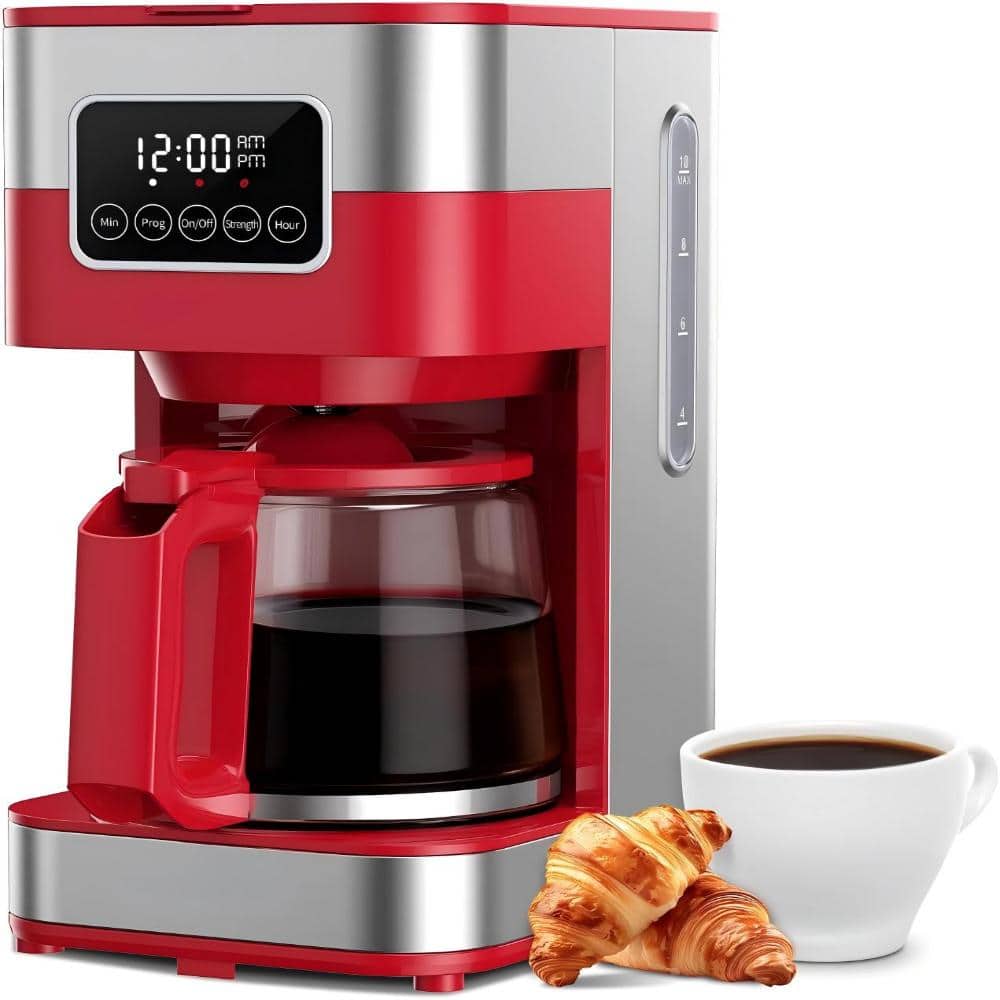 10-Cup Programmable Coffee Maker, Regular & Strong Brew Drip Coffee Machine for Home and Office(red) price history on PriceWatchPro
