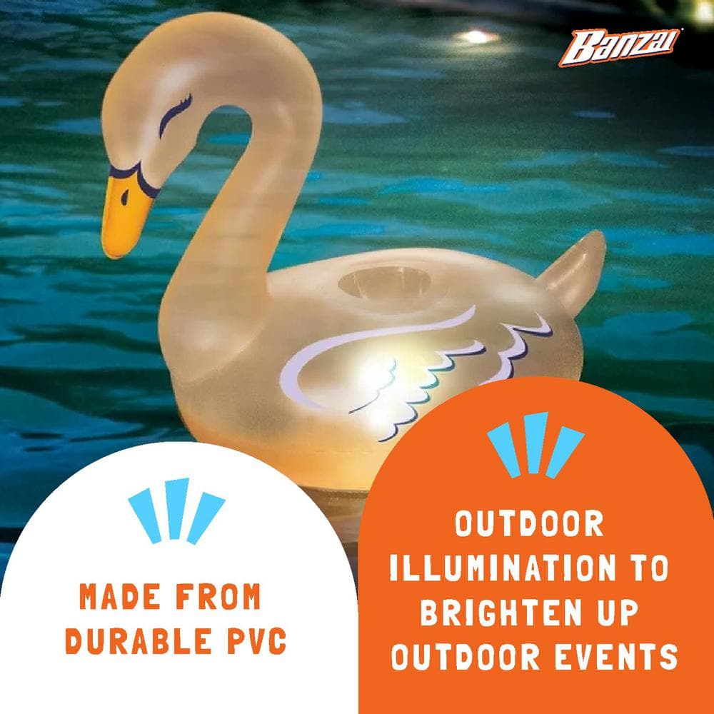 Translucent White PVC Inflatable Swan Pool Lanterns with LED Lights