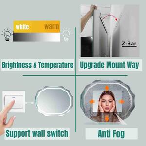 30 in. W x 36 in. H Oval Frameless LED Light Anti-Fog Wall Bathroom Vanity Mirror with Front Light