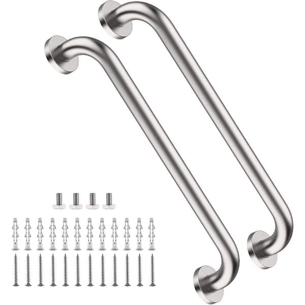 2-Pack 16 in. Shower Grab Bars Brushed Nickel Stainless Steel Safety Handles for Elderly, Handicap, Injury Support