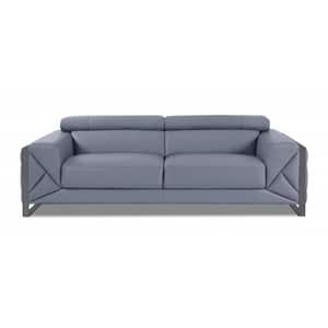 Charlie 89 in. W Square Arm Leather Lawson Rectangle Sofa in Blue
