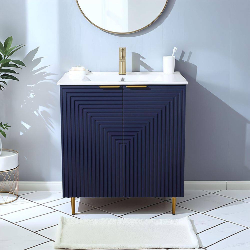 24 in. W x 18 in. D x 23 in. H Wall Hanging Black Wood Grain Bathroom Vanity with White Single Ceramic Sink Top price history on PriceWatchPro