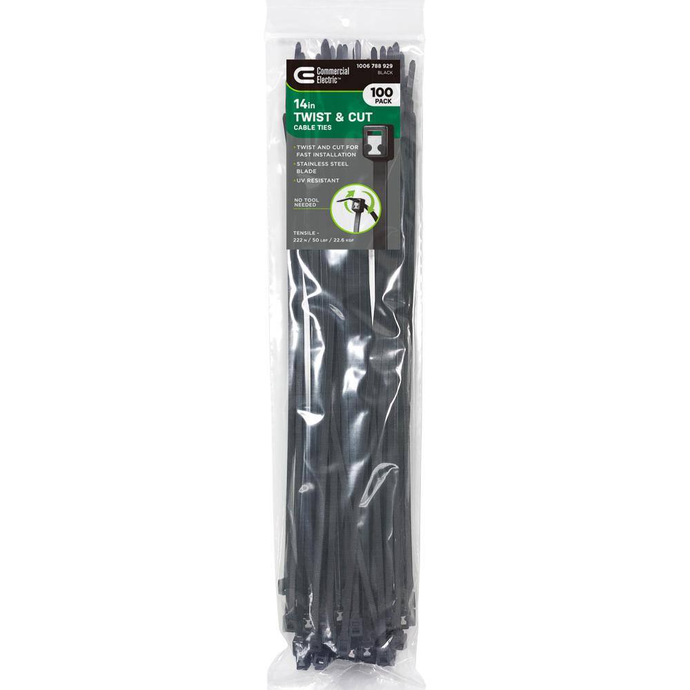 thumbnail interactive-video image 1 of 100-Pack Black UV Resistant Heavy Duty Zip Ties - Choose Length 4" To 36" - Nylon 6/6, Self-Locking 1 of 6