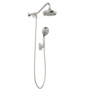 6-spray 7 in. Dual Shower Head and Handheld Shower Head with Low Flow in Brushed-Nickel
