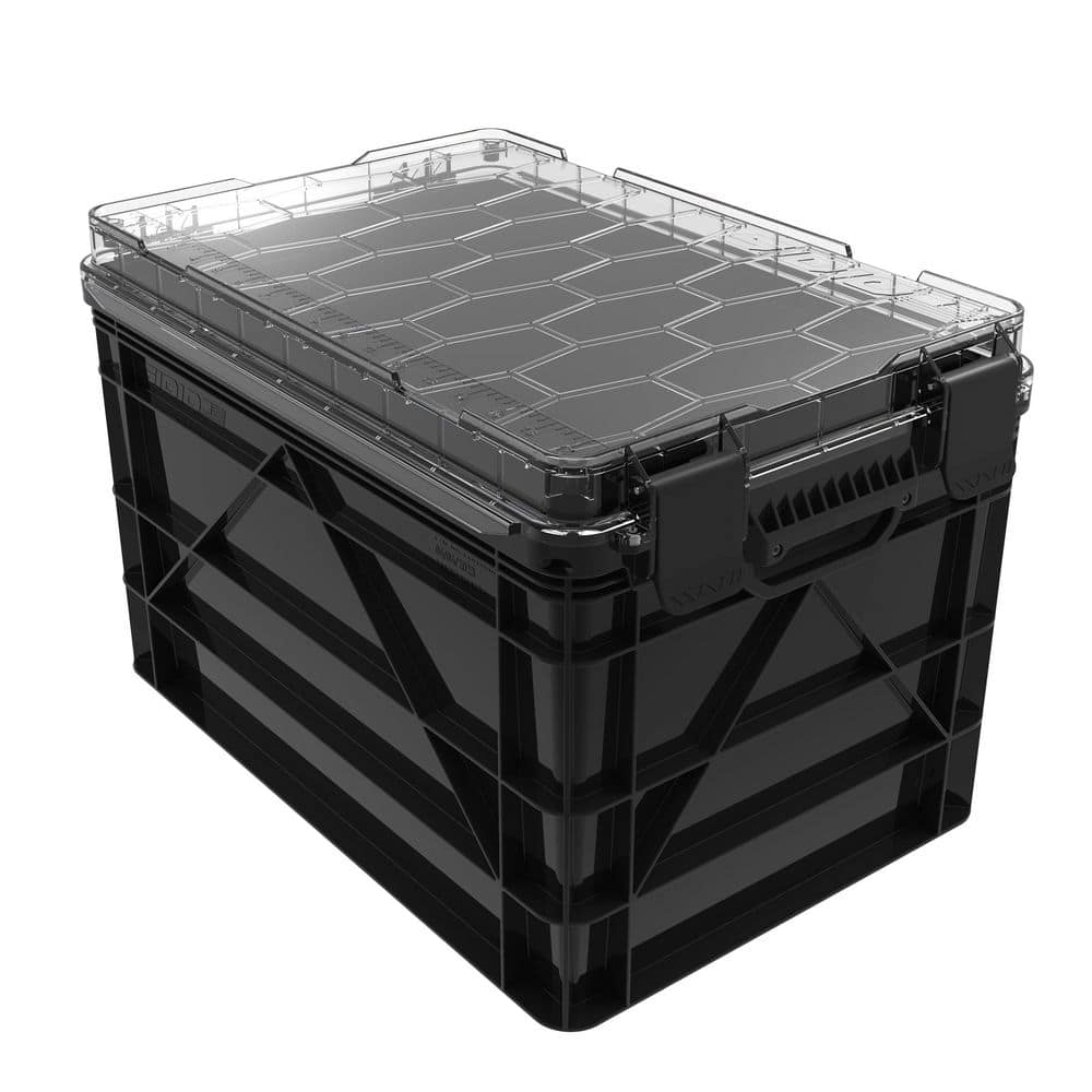 Weather Resistant Full Size Storage Bin High Stacking Capacity Heavy Duty Stackable Storage Bin w/Lid and Dividers Black price history on PriceWatchPro