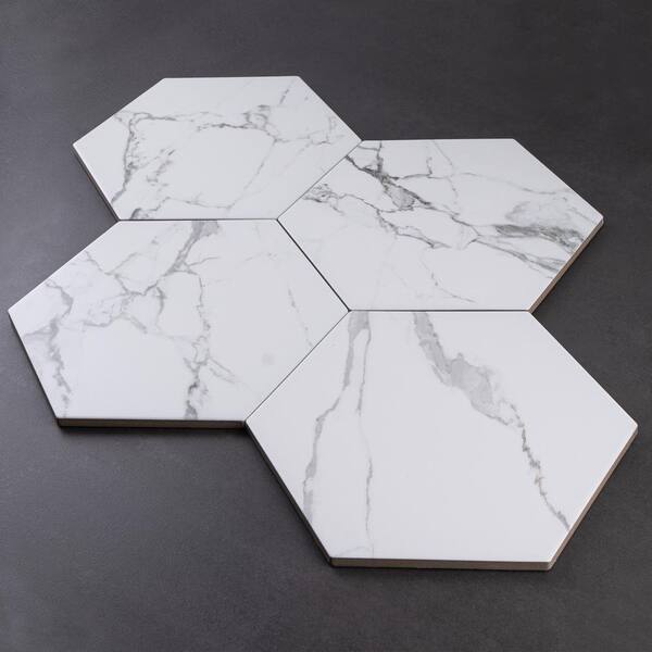 MOLOVO Elegance White Hexagon 7.87 in. x 9.45 in. Matte Porcelain