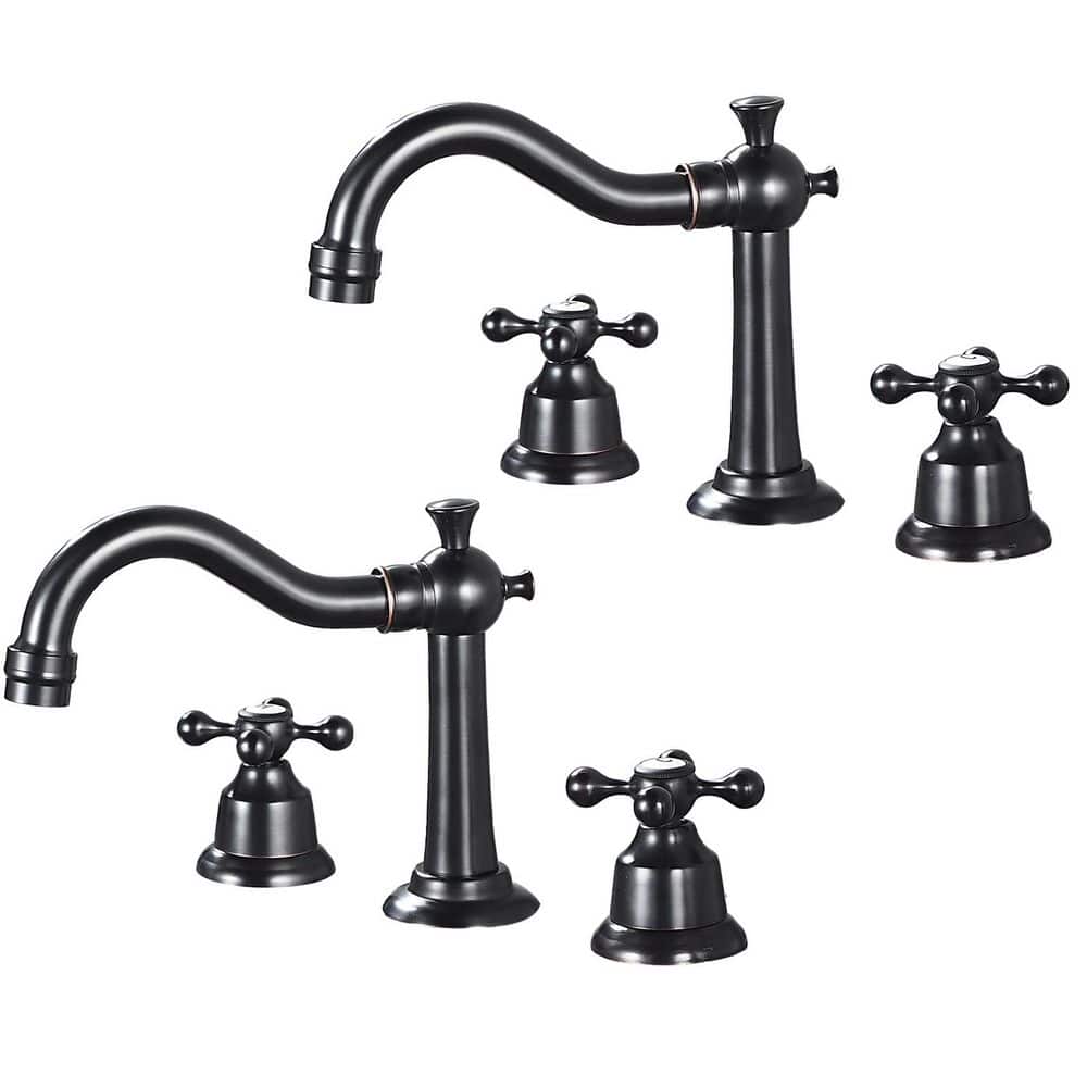 Double Handle 8 in. Widespread Bathroom Faucet 3-Hole Bathroom Sink Faucet 