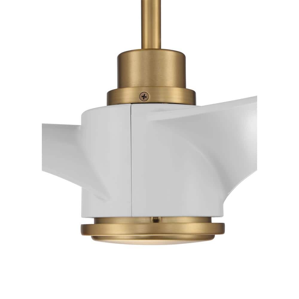 60'' Satin Brass and White Smart Ceiling Fan with LED Light
