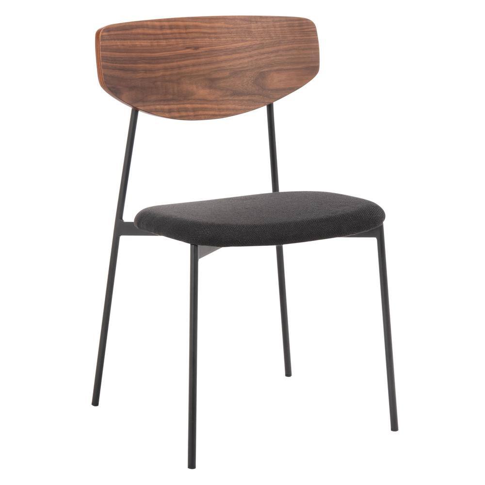 Walnut and Black Upholstered Metal Side Chair Set