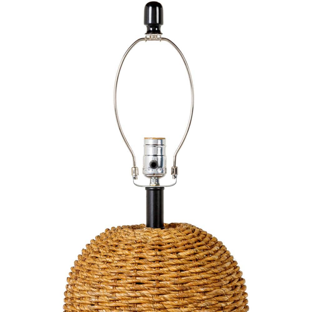 Beige Seagrass & Linen Polyester 24" Regatta Table Lamp with 3-Way Switch