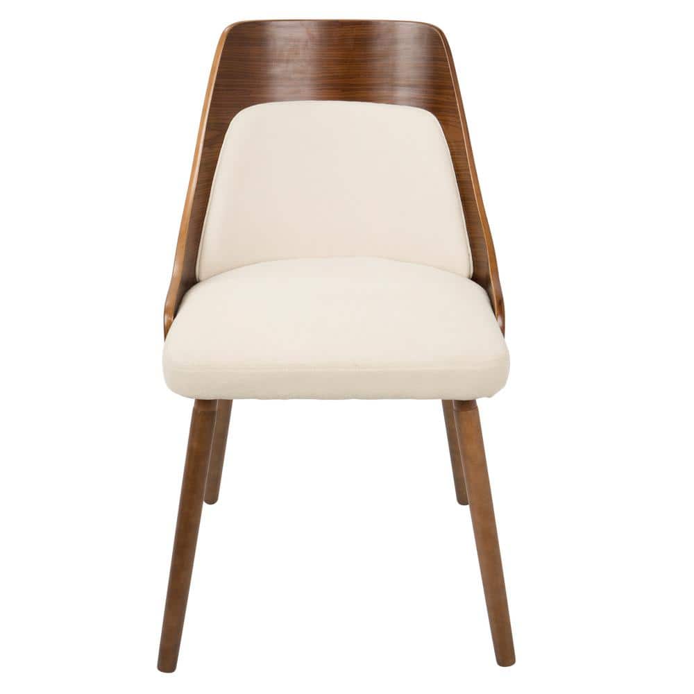 Scandinavian Walnut and Cream Upholstered Side Chair