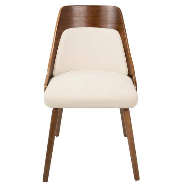 Lumisource Anabelle Mid-Century Walnut and Cream Modern Dining Chair