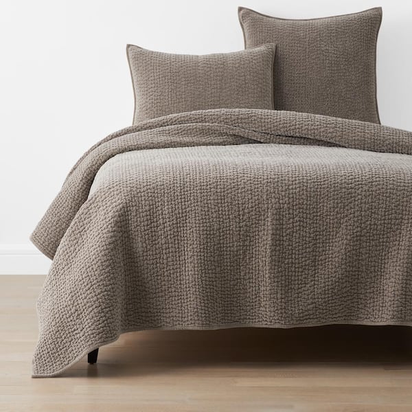 The Company Store Ophelia Velvet Dark Taupe King Cotton Quilt