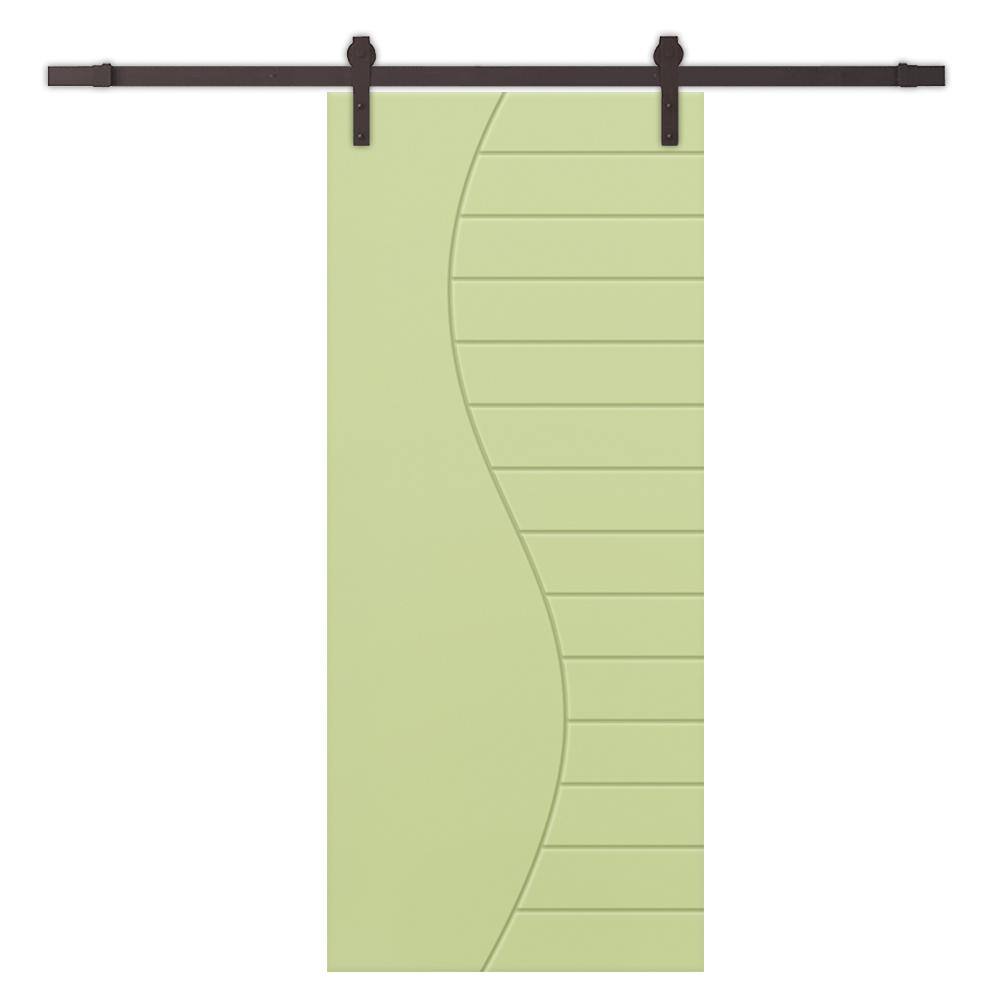 24 in. x 84 in. Sage Green Painted Composite MDF Paneled Interior Sliding Barn Door with Hardware Kit price history on PriceWatchPro