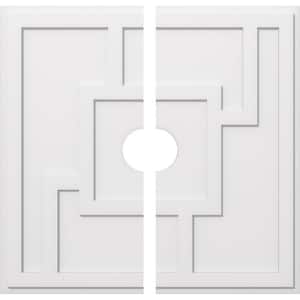 1 in. P X 14 in. C X 40 in. OD X 6 in. ID Knox Architectural Grade PVC Contemporary Ceiling Medallion, Two Piece