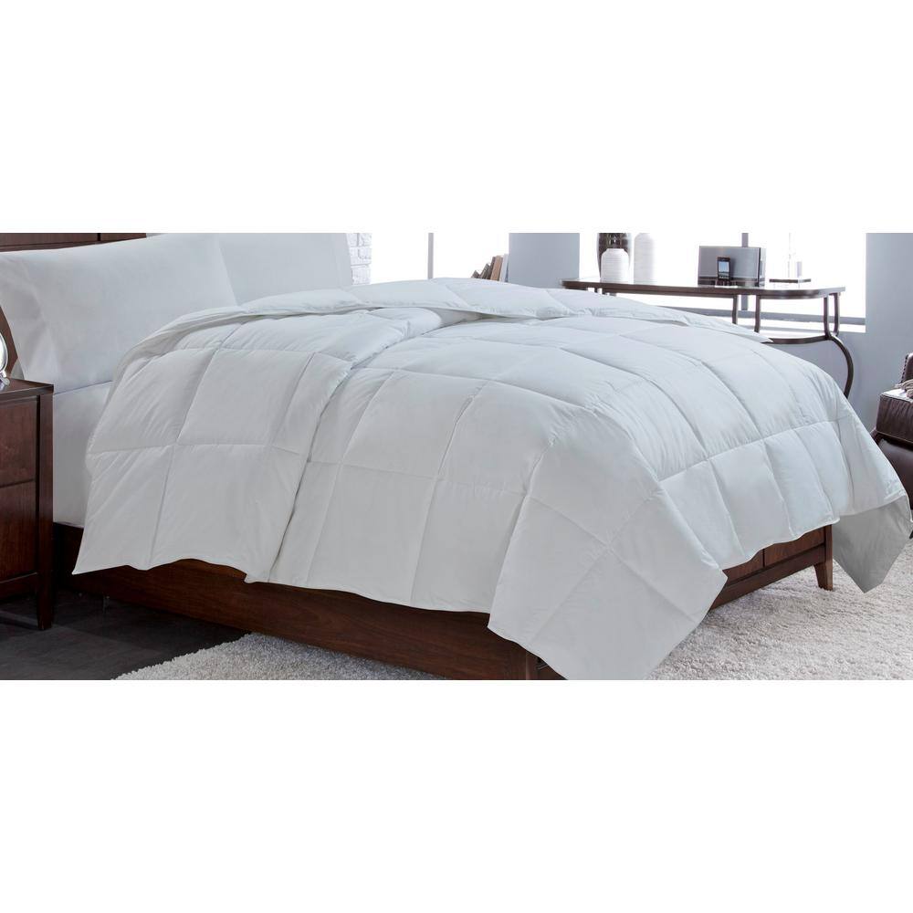 White Twin Duck Down Medium Weight Comforter with Cotton Cover