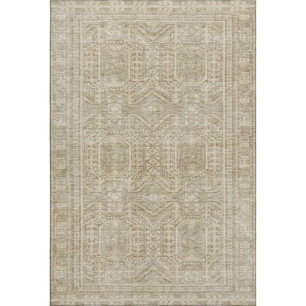 Mayfield Premium Machine Washable Abstract AMF1920 Beige 3 ft. x 4 ft. Area Rug