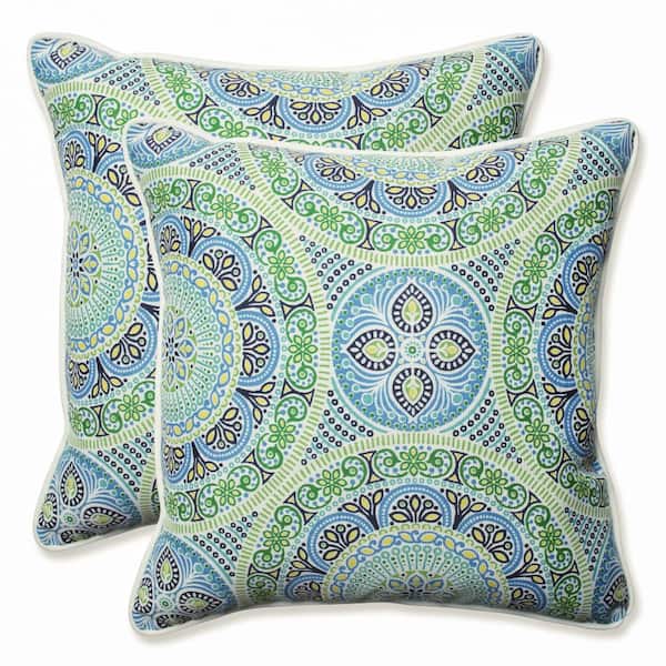 Pillow Perfect Blue Square Outdoor Square Throw Pillow 2-Pack