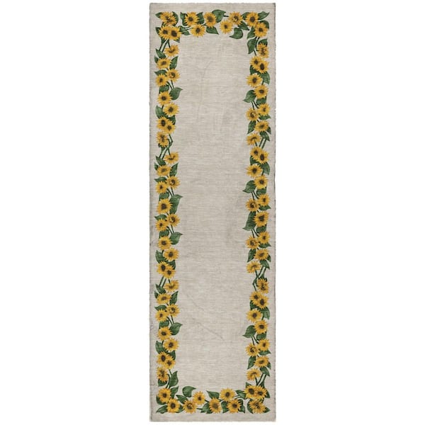 Dream Shag Premium Machine Washable Abstract ADS172 Yellow 2 ft. x 7 ft. Runner Rug