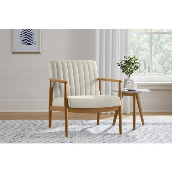 Home Decorators Collection Ivory Fabric Arm Chair with Removable Cushions (Set of 1)