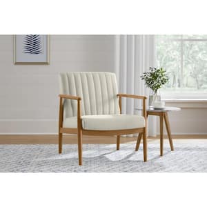 Ivory Fabric Arm Chair with Removable Cushions (Set of 1)