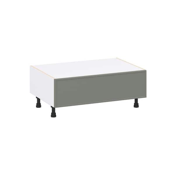 Fairview 36 in. W x 24 in. D x 14.5 in. H Assembled Slim Shaker Window Seat Bench Base Kitchen Cabinet in Moss Green