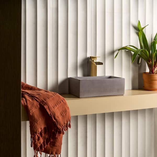 Vanilla Fluted Warm White 12 in. x 24 in. 3D Honed Marble Wall Tile (4 sq. ft. / Case)