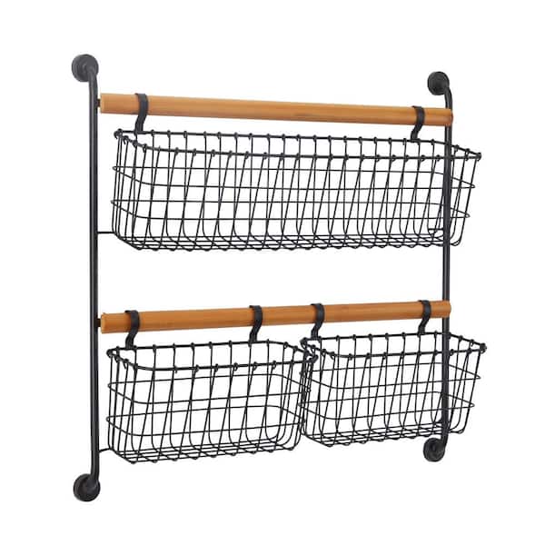 Litton Lane Black Wall Mounted Magazine Rack Holder