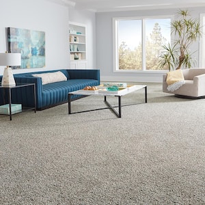 Radiant Retreat III Stormy Gray 73 oz. Polyester Textured Installed Carpet