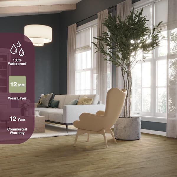 Southern Oak 12 mm T X 7.6 W Waterproof Laminate Flooring (21.06 sq. ft./Case)