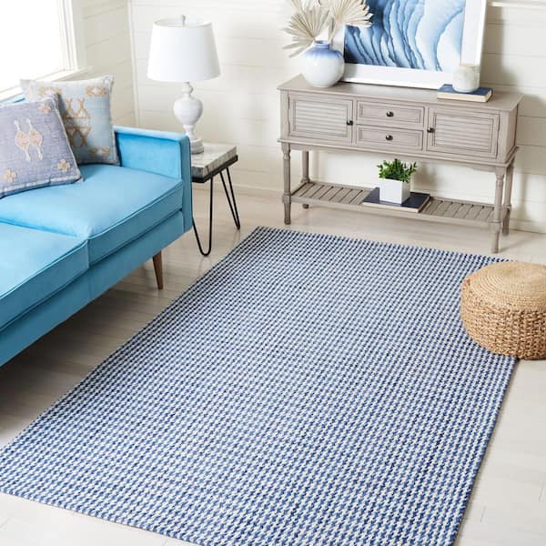 Marbella Navy/Ivory 6 ft. x 6 ft. Houndstooth Square Area Rug