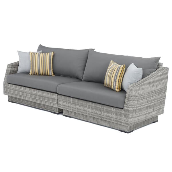RST BRANDS Cannes 2-Piece All-Weather Wicker Patio Sofa with Sunbrella Charcoal Gray Cushions