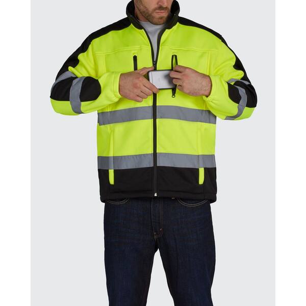 UTILITY PRO Medium Hi Visibility Full Zip Soft Shell Jacket with Teflon Fabric Protector