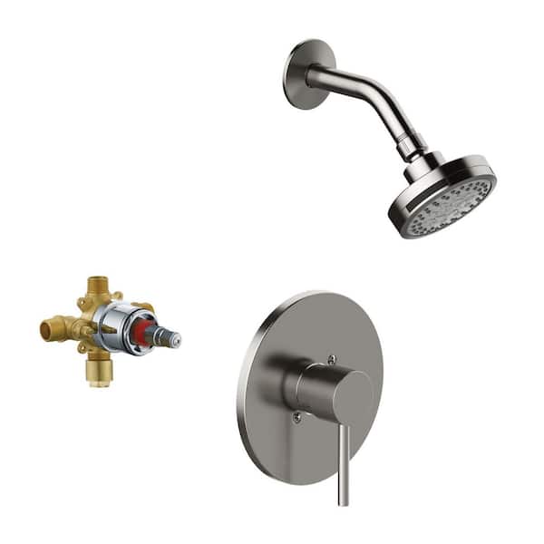 Design House Eastport II Single-Handle 1-Spray Round Shower Faucet Trim Kit in Satin Nickel (Valve Included)