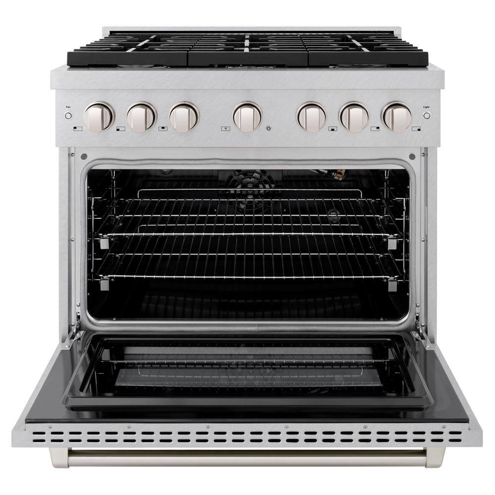 ZLINE 36" Stainless Steel Gas Range with Brass Burners and Convection Oven