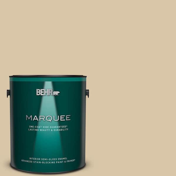 BEHR MARQUEE 1 gal. #MQ2-23 Almond Butter One-Coat Hide Semi-Gloss Enamel Interior Paint & Primer